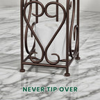 Toilet Paper Holder Free Standing with Storage for Mega Rolls, Scroll Bathroom Tissue Holder Stand, Metal, Bronze