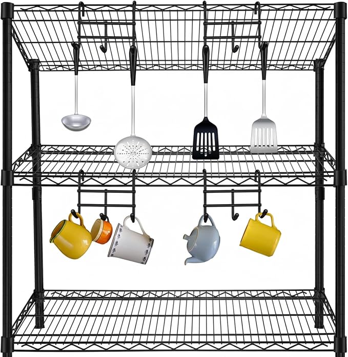 2 Pack Additional Wire Shelf for Wire Shelving Units Chrome Finish Shelving Weight Capacity 600-800 Lb, Heavy Steel Industrial for Warehouses, Closets, Kitchen (Black,14" W X 36" L)