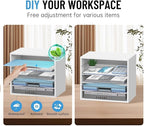 5-Tier Wood Desk Organizer, Paper Tray Organizer for Desk with Adjustable Storage Shelves, Desktop File Organization Paper Sorter Mail Holder for Office Home Classroom, White