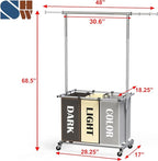 Simple Houseware 3-Bag Laundry Sorter with Extensible Clothes Hanging Rod, 3-Logoed Multi Color Bags
