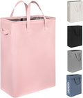 Chrislley 45L Slim Laundry Hamper Narrow Laundry Basket with Handle Foldable Dirty Clothes Portable Skinny Hamper Organizer Storage Bins (22 inches, pink)