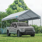ADVANCE OUTDOOR 12x20 ft Canopy Garage Heavy Duty Carport Car Boat Shelter Party Tent, Adjustable Peak Height from 9.5ft to 11ft, Gray
