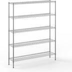 14" Deep x 60" Wide x 74" Height Wire Shelving Kit | 5-Tier | NSF Commercial Storage Rack Unit