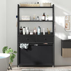 Laundry Hamper Laundry Basket with 3 Section Pull-Out Rolling Bags & 2-Tier Storage Shelf, Laundry Sorter for Organization and Storage with 2 Drawers for Laundry Room, Bathroom