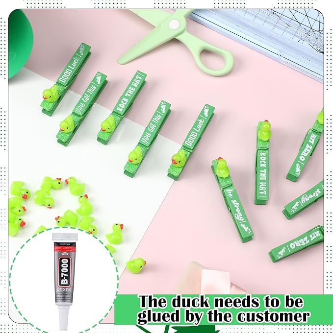 Kigeli 30 Pcs Spirit Clips Cheer Pins Cheerleader Gifts Clothes Pins for Backpacks Competition Glittered for Team Cheer Gifts Stuff Supplies Party Favors Accessories Bulk(Green,Duck)