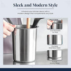 OCS Parts 6.75-Inch Kitchen Utensil Holders | Set of 3 | Stainless Steel Dishwasher Safe Kitchen Countertop Organizers