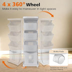4-Tier Laundry Hamper Sorter, Vertical Rolling Laundry Baskets with Wheels Removable, Stackable Laundry Cart Organizer and Storage for Small Space, Dorm, Closet, Bathroom