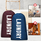 Laundry Bag, Travel Laundry Bag Machine Washable Dirty Clothes Organizer, Large Enough to Hold 4 Loads of Laundry, Easy Fit a Laundry Hamper or Basket (Wine+Navy, 24" x 36")