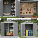 LARBANKE 6×4FT Waterproof Outdoor Storage Shed with Floor and Slop Roof,Garden Storage Tool Shed with Lockable Door&Window,Resin Shed with Ramp&Vent Suitable for Patio,Backyard,Garden,Lawn,Gray
