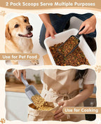 2-Pack Dog Food Scoop 1 Cup, Plastic Pet Food Measuring Scoop With Measuring Lines (1/2 & 1 Cup Markings) for Dogs, Cats, Fish, Bird（Black and Grey)