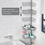 KEGII 4-Tier Corner Shower Caddy Tension Pole - Adjustable Shower Tension Rod Organizer, Floor to Ceiling Shower Caddy 25-114.2 inch, Shower Towel Rack Corner Waterproof, Light Gray