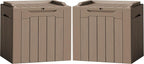 Flamaker 2 Pack Deck Box 31 Gallon Waterproof Resin Storage Box with Lid Indoor Outdoor Delivery Box Storage Bin for Patio Cushions (Light Brown)