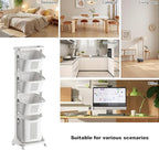 4-Tier Laundry Hamper Sorter, Laundry Storage Organizer with Wheels Removable Rolling Laundry Baskets, Bathroom Cart for Dirty Clothes, White