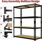 Heavy Duty Garage Storage Shelves, 2000 Lbs Capacity, 4-Tier Adjustable Storage Shelving Unit, 40" L x 20" W x 60" H Metal Shelving Racks for Kitchen Pantry Basement Bathroom Laundry