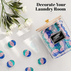 2+1 Pack Glass Laundry Pods Container & Acrylic Dryer Sheet Holder, Clear Laundry Room Organization Containers with Bamboo Lids & Labels, Powder Laundry Detergent Container for Scent Booster, Powder