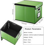 Huolewa Portable Leather File Organizer Storage Boxes, Collapsible File Folder Organizer Boxes with Lids, Document Organizer, Decorative Filing Box Cabinet for Letter/Legal File Folder Storage