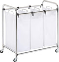 Honey-Can-Do SRT-01235 Heavy-Duty Triple Laundry Sorter, Chrome/White 70 lbs