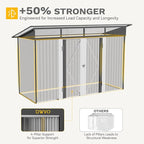 DWVO 9x4 FT Outdoor Storage Shed with Acrylic Windows, Utility Tool Shed Metal Storage Garden Shed with Door & Lock for Bike Storage, Waterproof Trash Shed for Backyard Garden Patio, Dark Dray