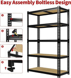 Heavy Duty Garage Storage Shelves, 2500 Lbs Capacity, 5-Tier Adjustable Storage Shelving Unit, 40" L x 20" W x 72" H Metal Shelving Racks for Kitchen Pantry Basement Bathroom Laundry