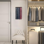 Mkono 2 Packs Tie Rack Wall Mounted Belt Hanger Holder Rustic Wood Tie Organizer for Men Closet Max up 20 Storage for Ties Belts Scarf