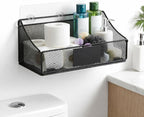 Toilet Paper Storage Basket, Metal Toilet Paper Holder, Self Adhesive Wall Mounted Bathroom Shelves with a Marker Pen, Home Organizers & Storage,Bathroom Decor and Accessories, Black