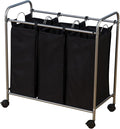 Household Essentials Rolling Triple Laundry Sorter, Silver