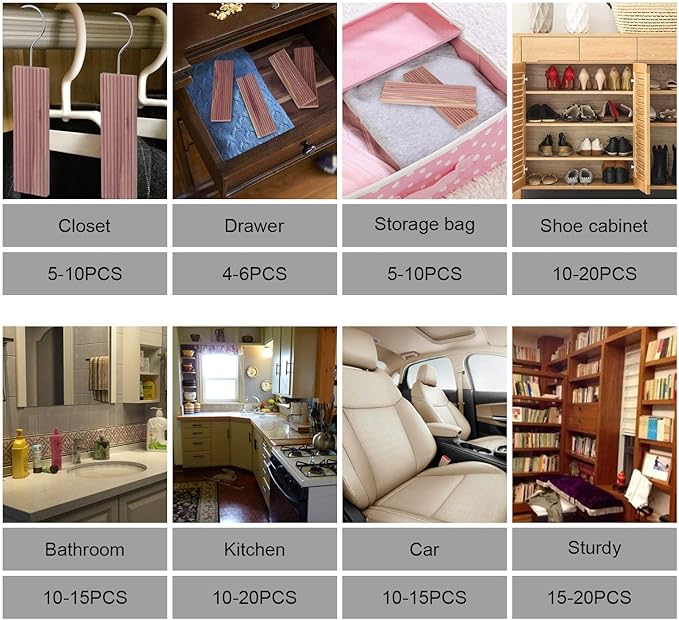 ACMETOP 20 Pack Cedar Hang Ups,100% Natural Rectangular Cedar Blocks for Clothes Storage