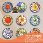 Plate Hangers for The Wall - Stainless Steel Invisible Heavy Duty Wire Plate Holder for 11-12 Inch Decorative Plates, Art Plates & Ceramic Plates with Wall Hooks