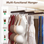 HOUSE DAY Belt Hanger for Closet 2 Pack, 40 Hooks Bra/Tie/Tank Top Hanger, Space Saving Hangers Storage Max 40 Belts/Ties, Sturdy Wooden Belt Rack Closet Accessories