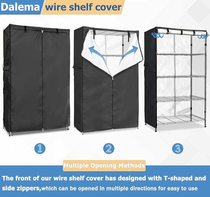 Waterproof Shelf Cover,Outdoor 600D Heavy Duty Dustproof Storage Shelves Cover,36''x14''x71'' Shelf Covers for Wire Shelving with Zippers,Storage Rack Covers with Clear Front