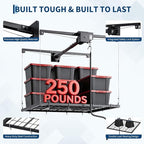 GarveeHome Adjustable 4x4 ft Ceiling Storage Rack, Heavy Duty Overhead Garage Rack with 250 Lb Capacity and Auto Safety Lock, Ideal for Attic and Basement Organizing
