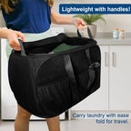 Collapsible Laundry Baskets, Tear Proof Pop Up Laundry Hamper with Lid, Dual Handles Durable Foldable Laundry Basket, Easy to Carry Laundry Hamper for Home, Laundry Room, Bedroom, Dorm, Travel Black