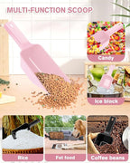 2 Cup Dog Food Scoop(2 Pack), Plastic Pet Food Scoop with Measuring Lines for Accurate Pet Food Portions,Dishwasher Safe (Black and Pink)