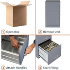 2 Drawer Locking Filing Cabinet | Pre-Assembled Steel Construction | Space-Saving Design is Perfect for Home and Small Office | Letter-Size | Assembled in North America