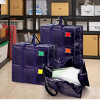 12 Pack Extra Large Heavy Duty Moving Bags with Reinforced Zipper & Wide Handles, Moisture-Resistant Storage Bins Packing Cubes for Clothes, College Dorm, Travel, and Home Organization, DarkBlue