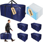 Extra Large Storage Bags Set Heavy Duty Moving Totes Strong Handles, Waterproof Dual-Way Carrying Design For Dorm Room Essentials,Christmas Storage bag(Blue,4 Moving bag & 10 Vacuum Seal Bags)