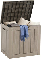 DRATO Deck Boxes, 30 Gallon Outdoor Storage Box for Patio Cushion, Garden Tools, Waterproof and UV Resistant, Lockable (Grey,30 Gallon)