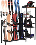 sogiv 4-Tier Freestanding Snowboard Rack, Ski Storage Rack, Ski Holders, Floor Stand Ski Organizer, Ski & Snowboard Rack Organizer for Garage, Home, Basement, Shed Ski Enthusiasts