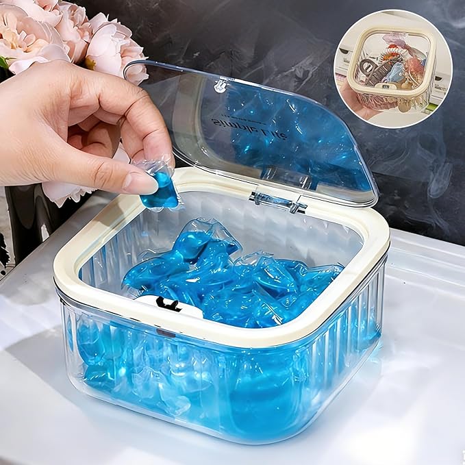 2 Pack Laundry Room Organization Containers, Clear Laundry Organizer & Laundry Pods Container for Pods & Powder, Laundry Room Organization and Storage with Dryer Sheet Holder