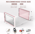 Kuject Shoe Organizers Storage Boxes for Closet, 12 Pack Clear Plastic Stackable Storage Bins with Lids, Under Bed Shoe Containers for Entryway, Drop Front, Fit up to Women's Size 10,Pink