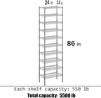 14" Deep x 24" Wide x 86" Height Wire Shelving Kit | 10-Tier | NSF Commercial Storage Rack Unit