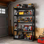 Adjustable 5-Tier Garage Shelving, Heavy Duty Steel Storage Rack, High Load Capacity, Ideal for Garage, Warehouse, or Home Organization (5-Tier 63" H x 45" W x 18" D)