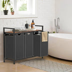 Laundry Hamper, Laundry Sorter with 3 Pull-Out Removable Oxford Fabric Bags Cloth Laundry Basket 3 x 10 Gallons (Grey and Rustic Brown)
