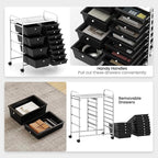 RELAX4LIFE 12-Drawer Rolling Storage Cart - Mobile Utility Drawer Carts with Wheels, Craft Organizers Cart for Classroom Organization and Storage, School, Office, Home
