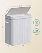 SONGMICS Laundry Hamper with Lid, Bamboo Laundry Basket, Removable Machine Washable Laundry Basket, with Handles, 26.4-Gallons, for Laundry Room, Bedroom, Bathroom, Dove Gray ULCB063G01