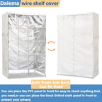Wire Rack Covers,Heavy Duty 600D Dustproof Waterproof Storage Rack Covers for Metal Shelves,Storage Shelf Cover with Zipper for Wire Shlef,30''W x 14''D x 63''H,Beige with Clear Front
