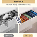 2 Pack 48-Cell Fabric Sock Organizer and Tie Organizer For Men - Fabric Foldable Drawer Divider for Socks, Underwear, Ties and Belts - Foldable, Multi-Cell Design, Space-Saving (Grey)
