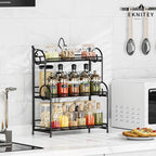 EKNITEY Bathroom Counter Organizer - 3 Tier Spice Rack Organizer Skincare Countertop Organizers for Bathroom Kitchen Bedroom Black (No Assembly)