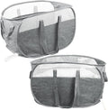 2 Pcs Collapsible Laundry Baskets, Tear Proof Pop Up Hamper With Dual Handles, Durable Foldable Basket, Easy to Carry for Home, Room, Bedroom, Dorm, Travel - Gray