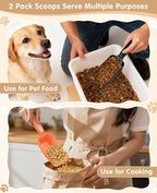 2-Pack Dog Food Scoop 1 Cup, Plastic Pet Food Measuring Scoop With Measuring Lines (1/2 & 1 Cup Markings) for Dogs, Cats, Fish, Bird（Black and Orange)